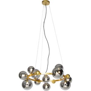 QAZQA david - Art Deco Hanglamp eettafel voor boven de eettafel | in eetkamer - 12 lichts - Ø 86 cm - Goud/messing - Woonkamer | Slaapkamer | Keuken
