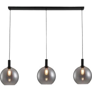 Freelight - Hanglamp Chandra 3 lichts rook glas L 120 cm zwart