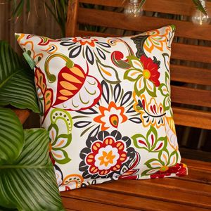 outdoor-kussen, waterdicht patroon, kleurrijk design, holle vezelvulling, tuinmeubelaccessoires, 45 cm (bloemen multi)