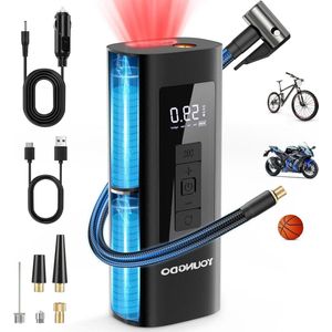 Elektrische Luchtpomp 150 psi 6000 mAh Accucompressor voor Fiets Motorfiets Ballen - Alle Ventielsoorten Included