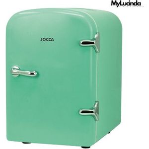 Mylucinda® Mini Koelkast – 4L – Koelbox Met Handvat En Anti-Slip – 27x19x28 cm – Inclusief Autoaansluiting En Stekker – Turquoise