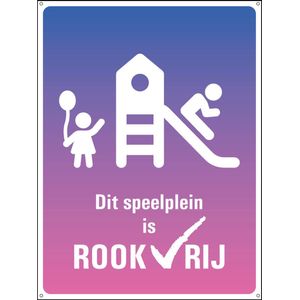 Rookvrij speelplein bord - dibond met boorgaten 280 x 210 mm