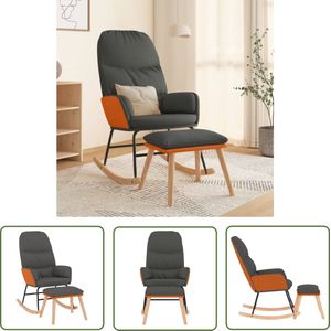 vidaXL Lounge Stoel - Schommelstoel - Schommelstoel met voetenbank stof donkergrijs - Relax Fauteuil - Tuinstoel - Buitenstoel