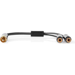 Subwoofer-Kabel - RCA Male - 2x RCA Female - Verguld - 0.20 m - Rond - 4.5 mm - Gun Metal Grijs - Cover Window Box