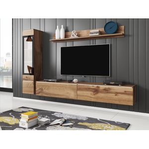 Mobistoxx Tv-meubel Vittorio met LED, hangkast Wotan Eik 180cm, tv set 3 elementen,