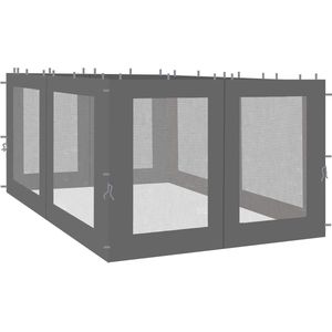 Zijpanelen met Klamboe voor Paviljoen - Antraciet - 4 Stuks - 3x3m