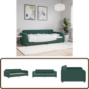 vidaXL Slaapbank - 90x200 cm - Fluweel - Donkergroen Slaapbank - Donkere Meubels - Tweepersoons Sofa - Multifunctioneel Meubel - Lounge Bank