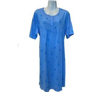 Dames Nachtjapon met korte mouwen (variant 2) - Kleur Blauw - Maat L