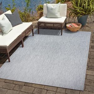 Outdoor tapijt - weerbestendig - balkontapijt - waterafstotend - voor binnen en buiten - terras - tuin - woonkamer of keuken - lichtgrijs - 120 x 170 cm