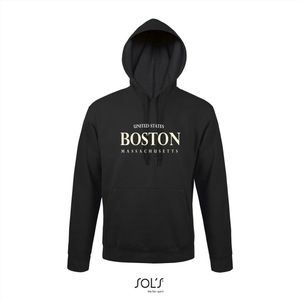 Hoodie 3-205 Boston Massachusetts - Zwart, 3xL