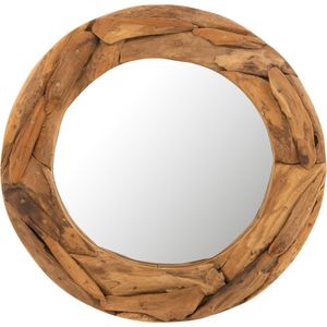 J-Line spiegel Rond Stukken - hout - naturel - small - Ø 60 cm