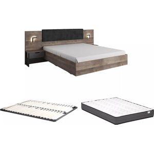 Vente-unique Bed volwassene hout antracietgrijs 160 x 200 cm