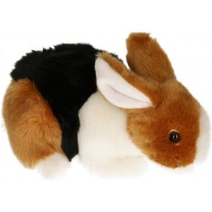 Pluche konijn knuffel bruin/zwart/wit 20 cm - Konijnen knuffels