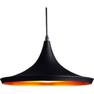 Moderne industriële verlichting metalen kap, loft hanglamp retro plafondlamp, retro keuken hanglamp, vintage hanglamp, E27 (buiten zwart binnen goud)