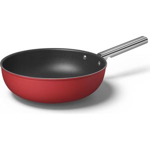 Smeg CKFW3001RDM Wok Ø 30cm - rood - Pan + steelpan - Rood - Zilver - Zwart