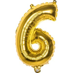 Boland - Folieballon '6' goud (36 cm) 6 - Goud - Cijfer ballon