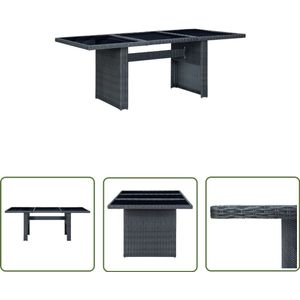 vidaXL Outdoor Tafel - Tuin Tafel - Tuintafel poly rattan en gehard glas donkergrijs - Ratan Tafel - Poly Rattan Tafel - Eetkamertafel