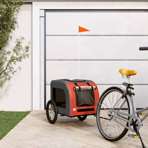 The Living Store Hondenfietskar - Oxford stof - Duurzaam frame - Comfortabel - Handig ontwerp - Veilig rijden - Brede toepassingen - Oranje/grijs - 125x64x66cm