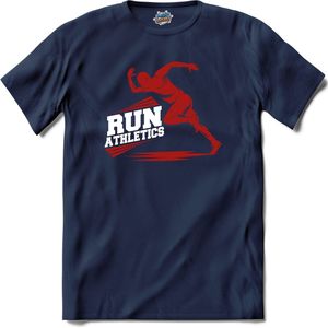 Run Athletics | Hardlopen - Rennen - Sporten - T-Shirt - Unisex - Navy Blue - Maat XXL