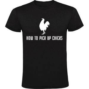 How to pick up Chicks Heren t-shirt | versieren | vrijgezellenfeest | kip | kippen | casanova | Zwart