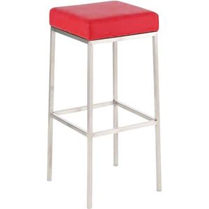 Barkruk Divine - Zonder rugleuning - Set van 1 - Ergonomisch - Barstoelen voor keuken of kantine - Vierkant - Rood - Zithoogte 8cm