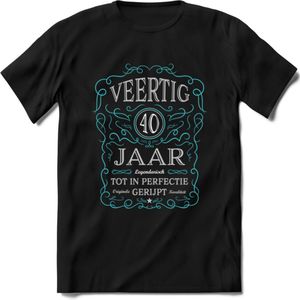 40 Jaar Legendarisch Gerijpt T-Shirt | Lichtblauw - Grijs | Grappig Verjaardag en Feest Cadeau Shirt | Dames - Heren - Unisex | Tshirt Kleding Kado | - Zwart - 3XL