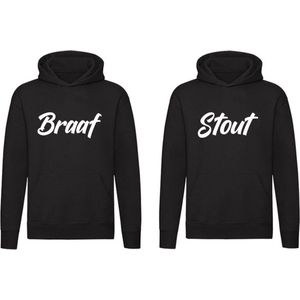 Braaf & Stout 2 Hoodies | Twee truien | Lief | Ondeugend | Stom | Dom | Kinderen | Relatie | Vriend | Vriendin | Trui | Hoodie