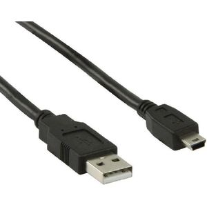 USB-A naar Mini USB-B Kabel - USB 2.0 - 0,3 meter - Zwart