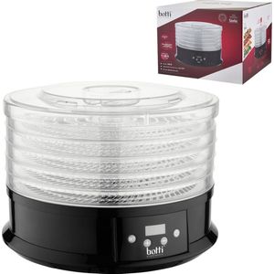 Botti Electronic Stella roterende voedseldroger voor champignons, fruit en groenten - Dehydrator met 5 trays - 1 tot 48 uur - 40 tot 70 graden - 250 W