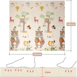 K IKIDO Baby Speelmat-Vouwbare Kinderen Kruipmat-Antislip en Waterafstotend-XL Foam Vloermat,Dubbelzijdige Speelkleed-Draagbaar Voor Binnen of Buiten-1.5 CM Dik-180 x 200 CM