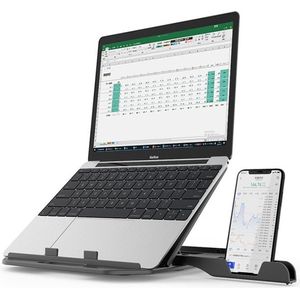 Universele Ergonomische Laptop Standaard - Verstelbaar - Met Telefoon Houder - Tot 16 Inch - Opvouwbaar - Tablet Houder - Tablet Standaard - Laptop Cooler -Laptop Stand - Laptopstandaard - Laptoptafel - Laptop verhoger