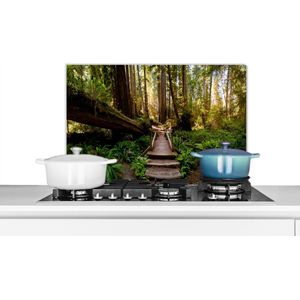 Spatscherm keuken 70x50 cm - Kookplaat achterwand Jungle - Natuur - Trap - Bomen - Muurbeschermer - Spatwand fornuis - Hoogwaardig aluminium