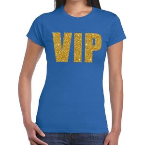 VIP glitter goud tekst t-shirt blauw dames - dames shirt VIP 2XL