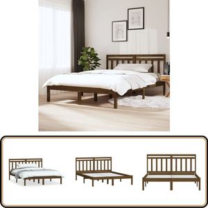 vidaXL Bedframe - Massief Grenenhout - Honingbruin - 120x200cm Bedframe - Grenenhout Bed - Honey Brown Bed - Tweepersoons Bed - Slaapcomfort