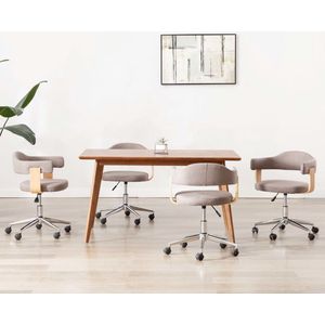 The Living Store Eetkamerstoelen - Set van 4 - Taupe - 49.5 x 51.5 x (94.5 - 115.5) cm