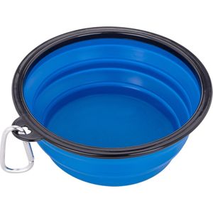 PrimeMatik - Opvouwbare rubberen voerbak 1000 ml blauw