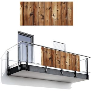 Balkonscherm 200x90 cm - Balkonposter Hout - Planken - Bruin - Balkon scherm decoratie - Balkonschermen - Balkondoek zonnescherm