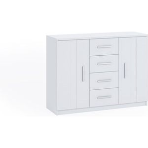 BONO K2D4SZ ladekast - 4 laden - planken - 2 x deuren - ruime kast - breedte 120 cm - ergonomisch - universele ladekast voor de woonkamer, slaapkamer - wit