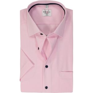 MARVELIS modern fit overhemd - korte mouw - popeline - roze geruit - Strijkvrij - Boordmaat: 46
