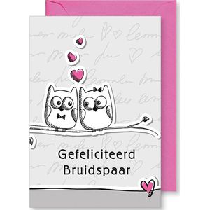 6 Wenskaarten met gekleurde envelop - MGPcards - Bruidspaar - Gefeliciteerd - 11,5 x 17 cm