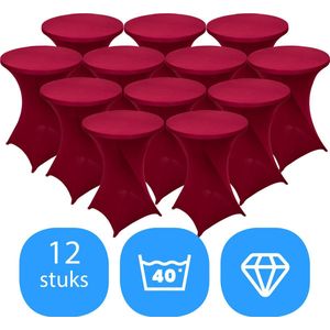 Statafelrok Burgundy x 12 – ∅80-85 x 110 cm – Stretch 12 stuks – Tafelrok voor Statafel – Geschikt voor Horeca Evenementen | Sta Tafel Hoes | Staantafelhoes | Cocktailparty | Trouwerij