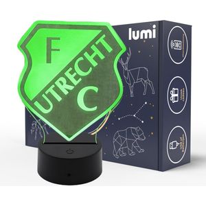Lumi 3D Nachtlamp - 16 kleuren - FC Utrecht - Voetbal - LED Illusie - Bureaulamp - Sfeerlamp - Dimbaar - USB of Batterijen - Afstandsbediening - Cadeau