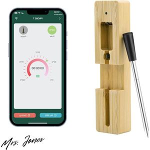 Mrs. Jones Collection Draadloze keukenthermometer - Vleesthermometer - Timer - Alarm - Intelligente thermometer - Grillen - Kamperen .