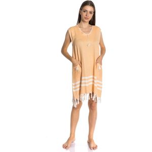 Lubna Home Strand Tuniek-Strandjurkje-Beach Dress oranje-LARGE