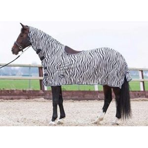 Harry's Horse Vliegendeken mesh, hals en zadeluitsparing, zebra gray 215cm