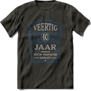 40 Jaar Legendarisch Gerijpt T-Shirt | Blauw - Grijs | Grappig Verjaardag en Feest Cadeau Shirt | Dames - Heren - Unisex | Tshirt Kleding Kado | - Donker Grijs - XL