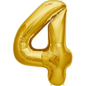 Goud versiering - Folie Ballon Cijfer 4 – Verjaardag – Grote Ballonnen