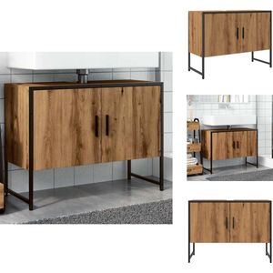 vidaXL Badkamer Wastafelkast - Badkamer Wastafelkasten - Wastafelkast - Badkamer Wastafel Kast - Badkamerkast 80x33x60 cm bewerkt hout artisanaal eikenkleurig