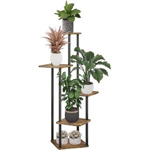 Plantenstandaards met 5 niveaus - houten bloemenstandaard - plantenplank voor thuis en tuin