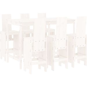vidaXL Tuinbarset - Tuinbarsets - Tuinset - Eethoek - 7-delige Barset massief grenenhout wit